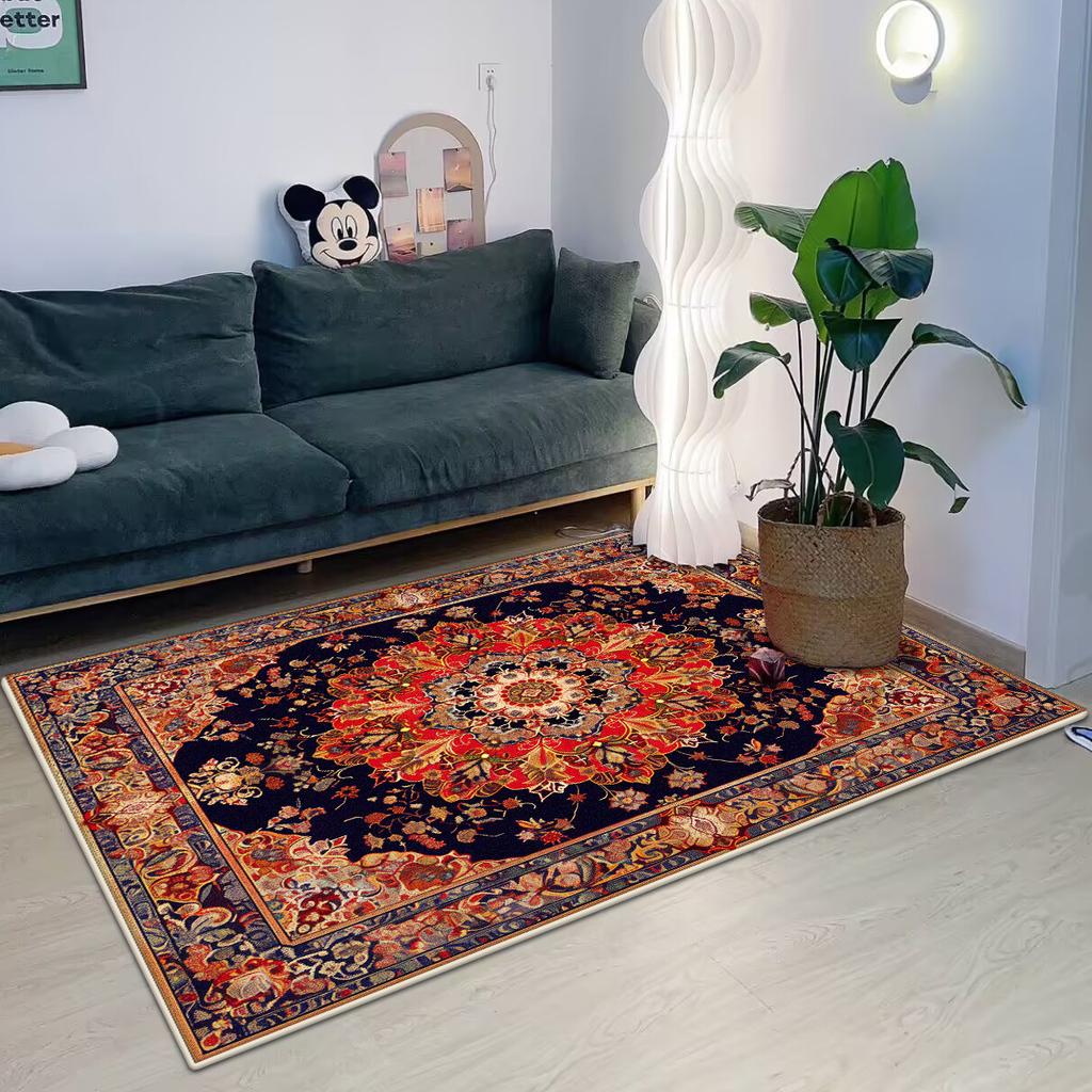 Persian Style Carpet for Living Room Home Decoration Retro Large Size Rug Soft Bedroom Carpet Non-slip Bedside Mats Washable