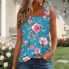 Women's Fashion Pleated Printed Square Neck Vest Top