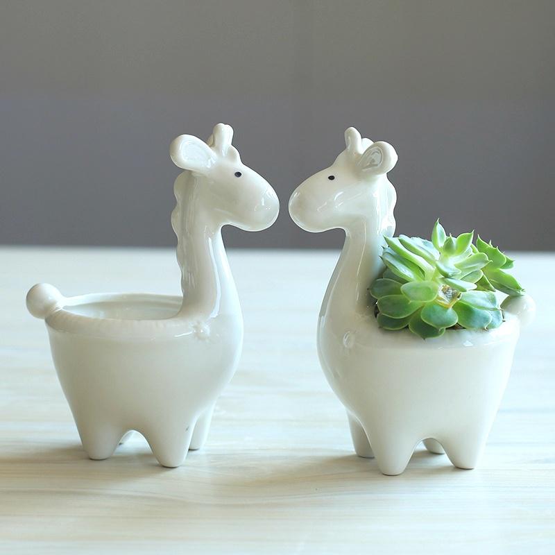 Kawaii Giraffe Blumentopf Sukkulenten Topf Keramik Desktop Topf Übertopf Bonsai Kunst Vase Wohnkultur Büro Dekoration Blumentopf Garten Liefert