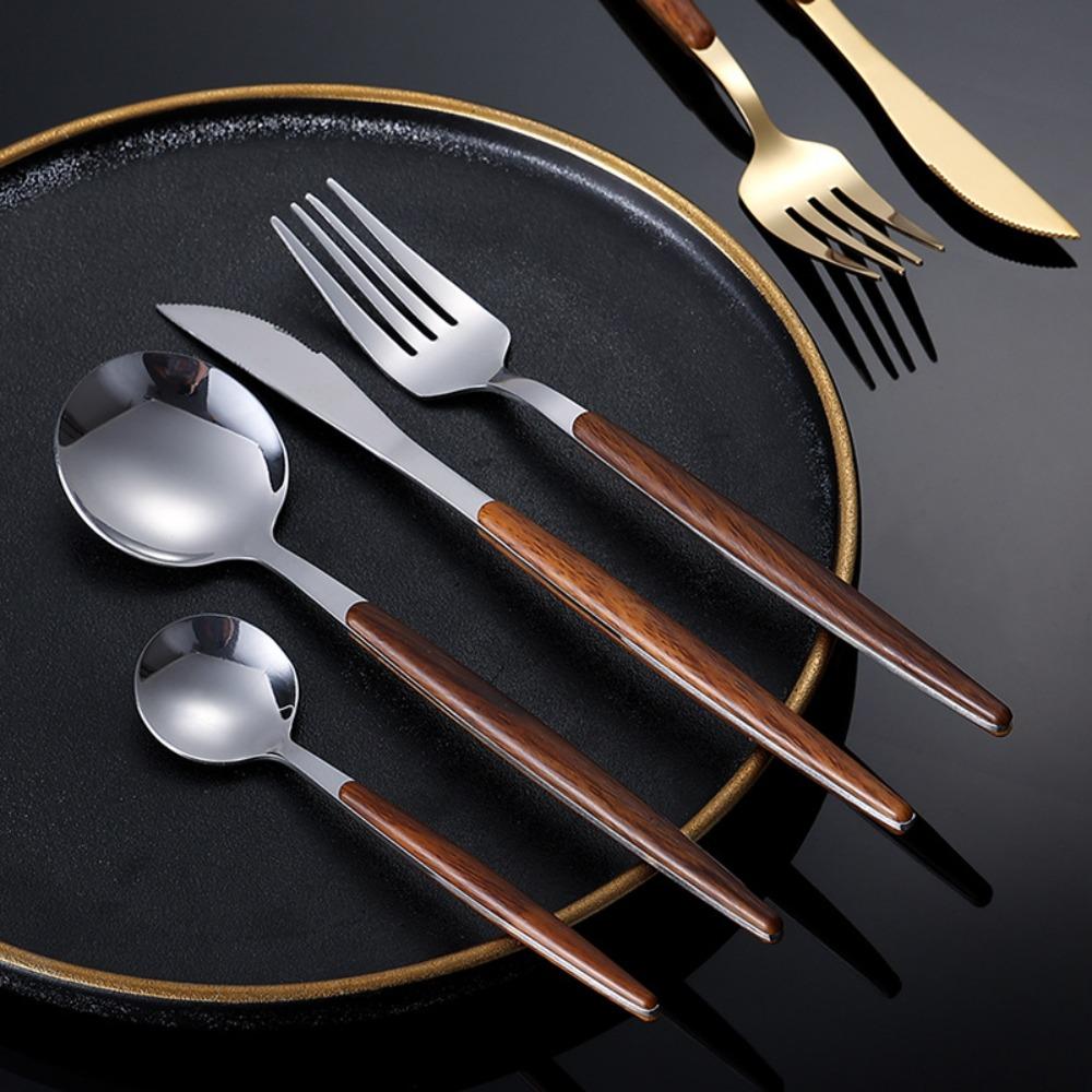 4/5pcs Stainless Steel Portugal Cutlery Set Gold/Silver Dessert Tableware Steak