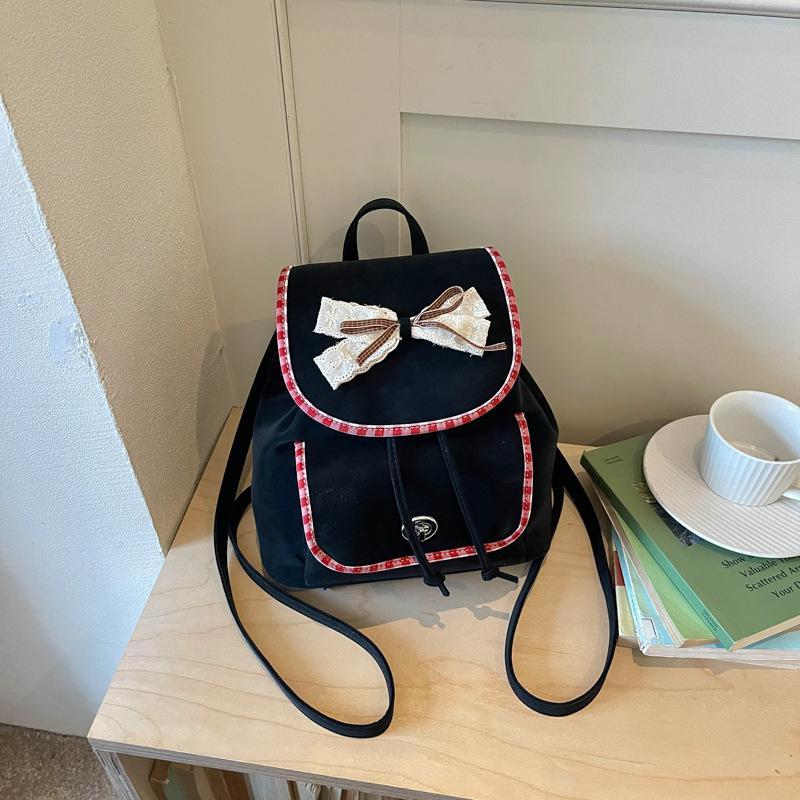 Schoolbag Handsome Rice Family Korean Small Fresh Lace Backpack Women's 1011 New Light Luxury Niche Travel Commuting Small Schoolbag