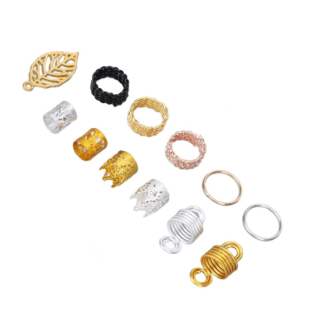 200pcs Hair Braiding Beads DIY Dreadlocks Hair Tube Cuffs Beads Hair Accessories for Hair Clip Decoration