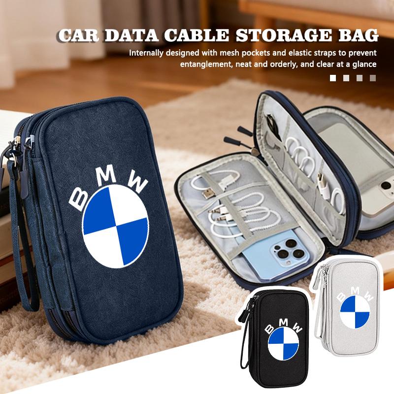 Universal Car Travel Portable Phone Data Line Key Storage Bag For BMW M Performance E36 E46 E60 E90 E91 E92 E93 F30 F20
