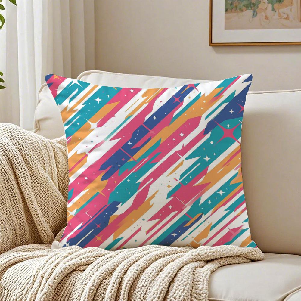 Classic Striped Cushion Cover Linen Pillowcase Soft for Sofa Bed Home Room Decor