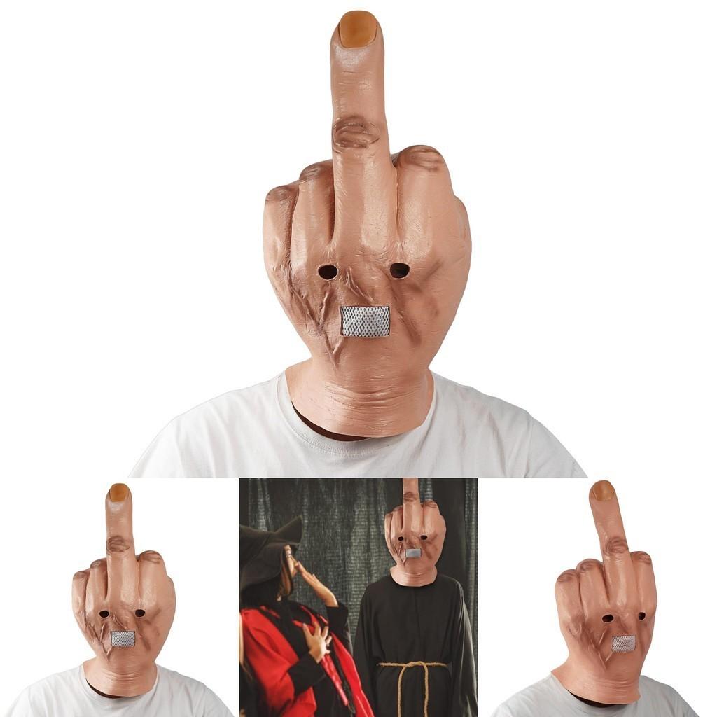 Finger Middle Scary Halloween Mask Latex Full Head Costume Party Prop Cosplay