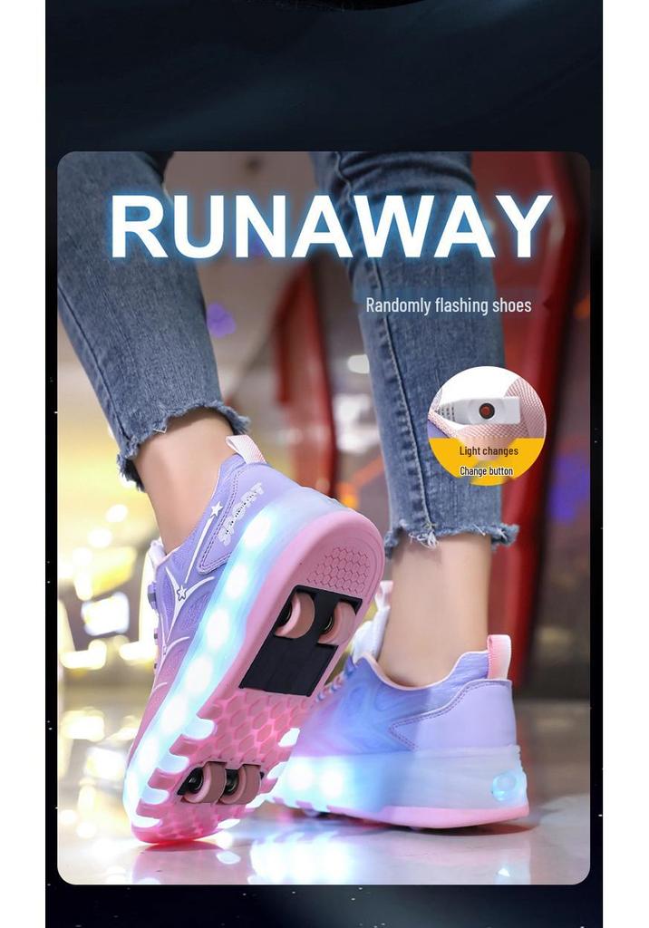Scarpe a rotelle a LED: Scarpe da Ginnastica Luminose Ricaricabili & Ruote Retraibili per Bambini & Adulti