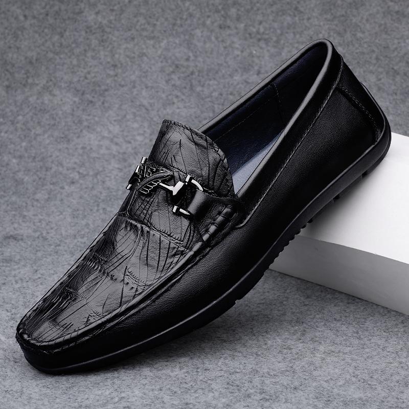 Fashion Men's Genuine Leather Loafers Classic Business Casual Slip-On Dress Shoes for Men Comfortable Stylish Office Work Formal Shoes