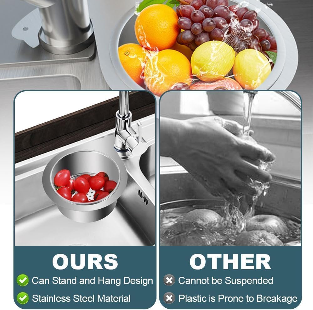 Swan Stainless Steel Sink Strainer Basket, 2026 New Durable Drain Basket for Kitchen Sinks, Swan Faucet Hanging Filter Basket