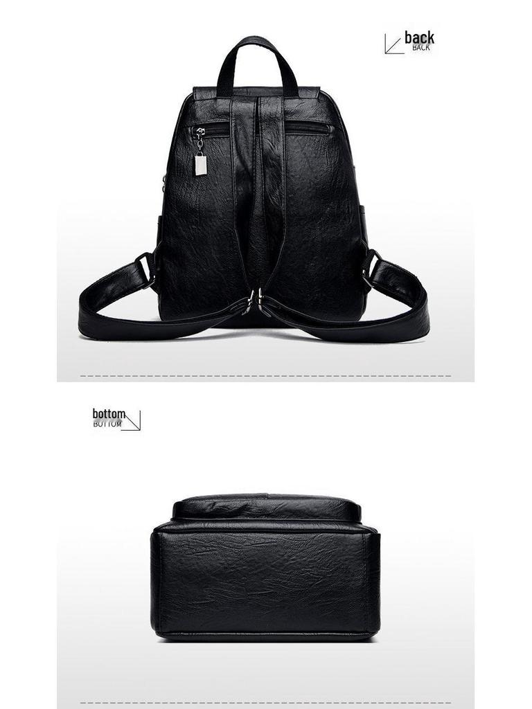 Mochila de Viagem Feminina de Couro Macio de Grande Capacidade - Versátil Bolsa Estudantil Casual Nova 2025