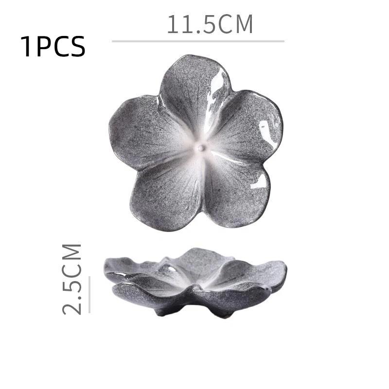 Vintage Ceramic Flower Shaped Craft Dish Multi-Color Dipping Sauce Small Bowl Creative Kitchen Gift