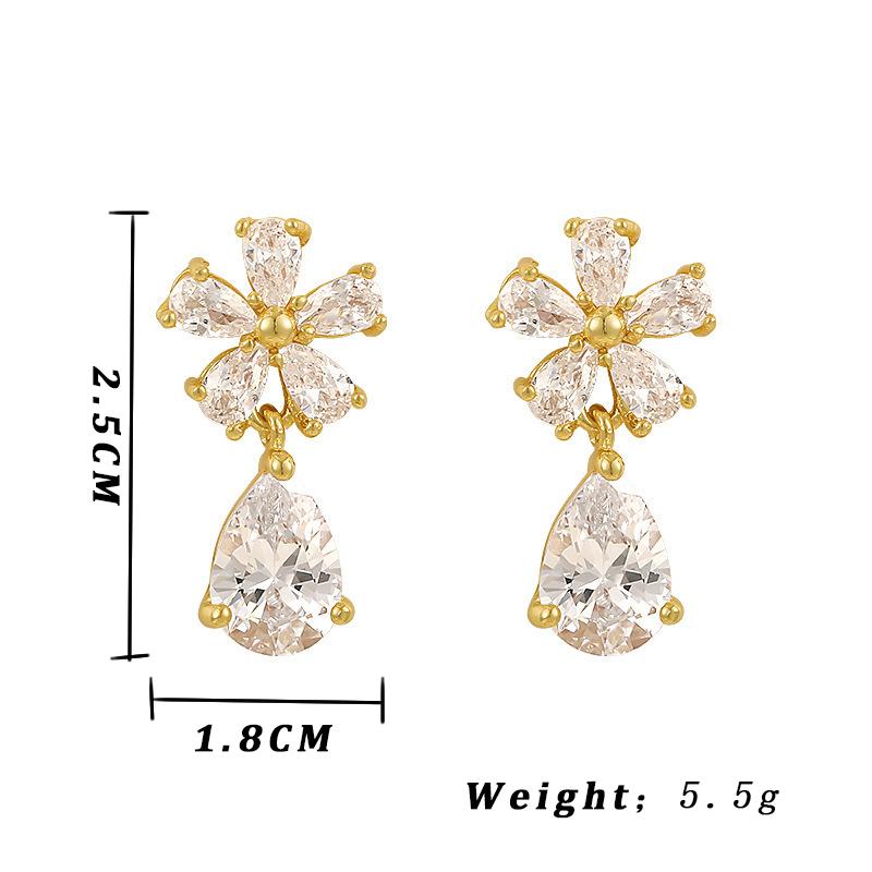 Luxury Full of Crystal Flower Earrings for Women Fashion Hollow Out Statement Drop Earrings Wedding Party Bridesmaid Jewelry