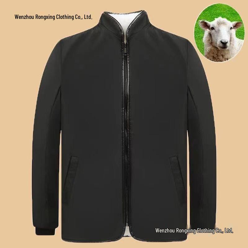 Unisex Sheepskin-Style Cotton Jacket: New Autumn/Winter, Warm, Windproof, Thick, Imitation Wool Top.