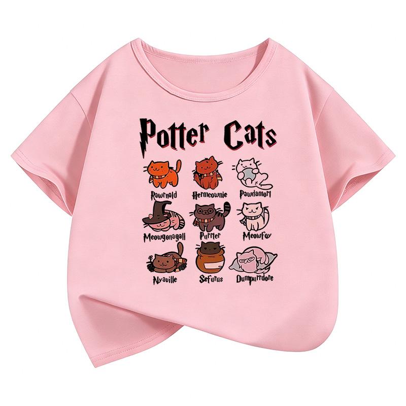 funny Cat Graphic Kids Tshirts Summer Short Sleeve Tees Cartoon Animal Boys Girls Clothes Kawaii