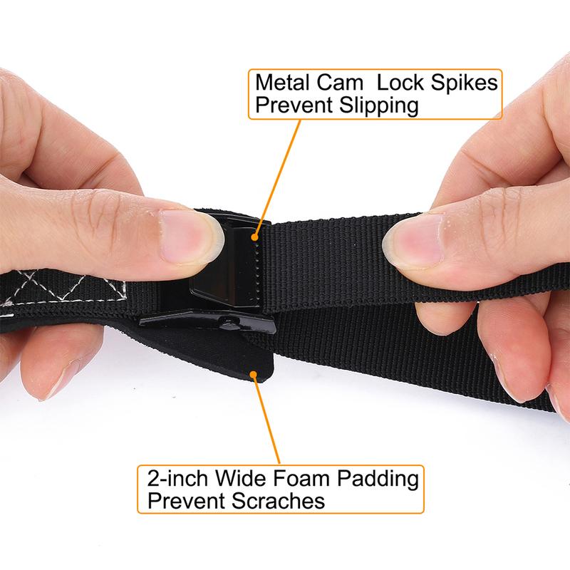 2 Pieces Lashing Strap Adjustable Tie Down Nylon Ratchet Tension Belt with Buckle Motorcycle Bicycle Lash Straps