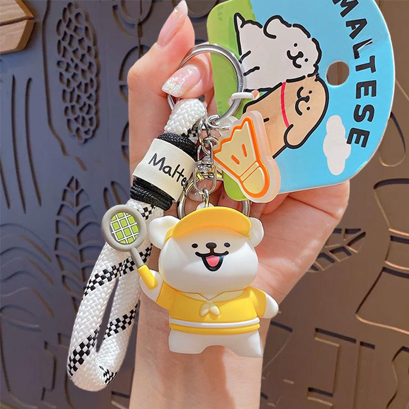 Cartoon dog figurine keychain, small pendant, cute couple keychain, backpack hanging ornament, small gift