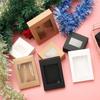 10Pcs Kraft Paper Gift Box Vintage Present Case with Clear PVC Window Candy Wrapping Bag Cake Package Birthday Party Supplies