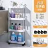 Bathroom Storage Rack with Wheels 3/4 Layer Rolling Utility Cart Bathroom Storage Organizer Multi-purpose Utility Cart Banheiro