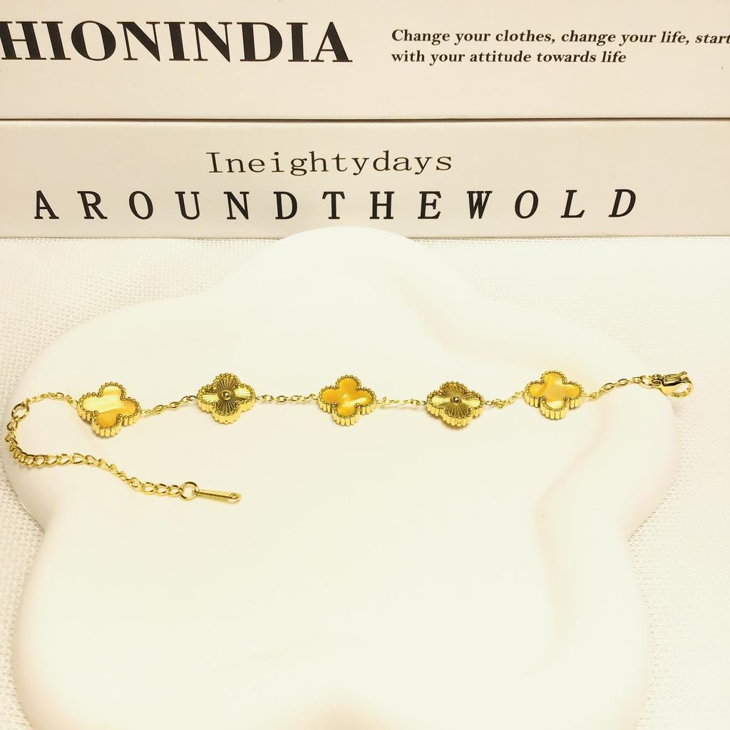 Bransoletka 13mm Czterolistna Koniczyna Pięć Kwiatów 18K Modna Wysokiej Klasy Bransoletka Damska