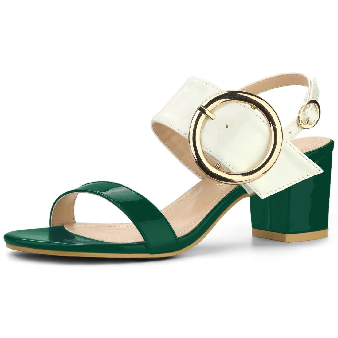 

Allegra K Women s Chunky Heel Slingback Sandals, Green and White, Size 26.0 cm
