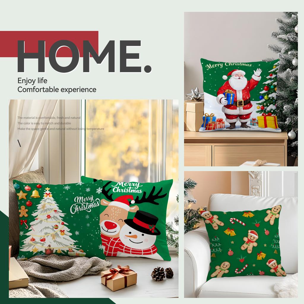 Christmas Elk And Snowman Decorative Cushions Pillowcase Polyester Cushion Cover Throw Pillow Sofa Decoration Pillowcover