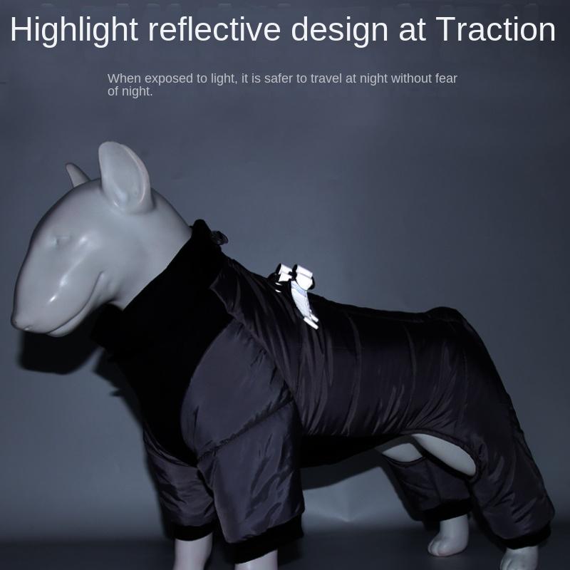 Dog Jacket Warm In Autumn and Winter Cover Belly Pet Cotton-padded Reflective Padded Dog Cotton-padded Jacket Outdoor Waterproof Clothing.