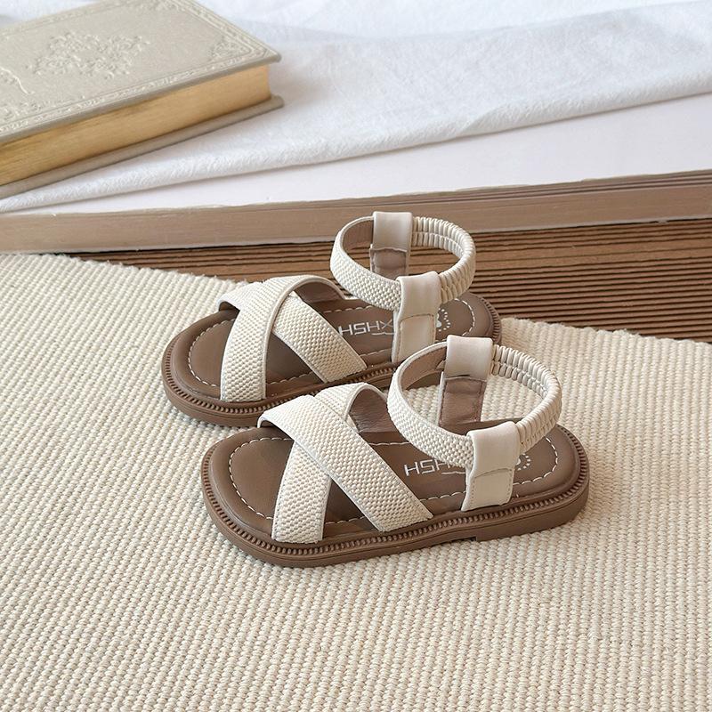 

Girls elastic strap soft-soled sandals2026New Summer Fashion Casual Beach Shoes for Children, Little Girls Princess Shoes 21 бежевый