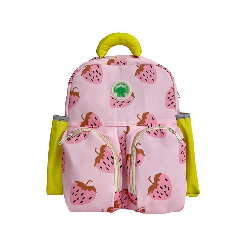 Adorable Strawberry Design Kids Backpack Breathable Pu Material Neutral School Bag Strawberry,Small