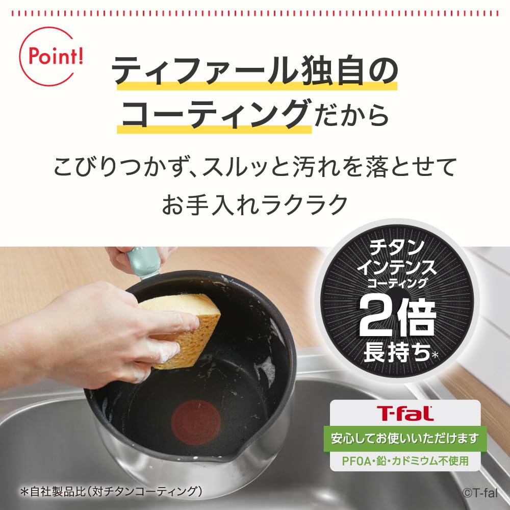 [Online Exclusive] T-fal 16cm Saucepan, IH and Gas Stove Compatible, "OptiSpace IH Stainless Multi-Pot, Eucalyptus Green" G79117