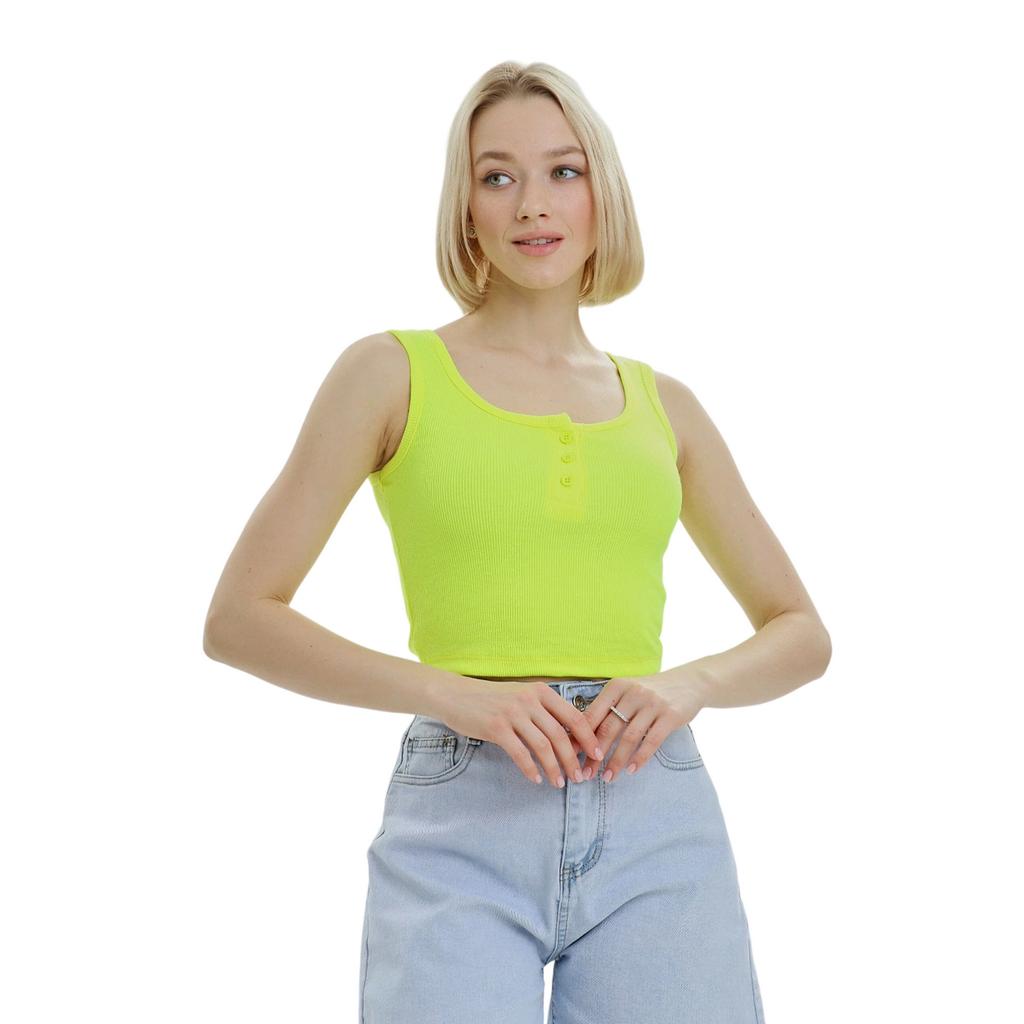 Top crop cu nasturi Lookus pentru femei/doamne Mercan