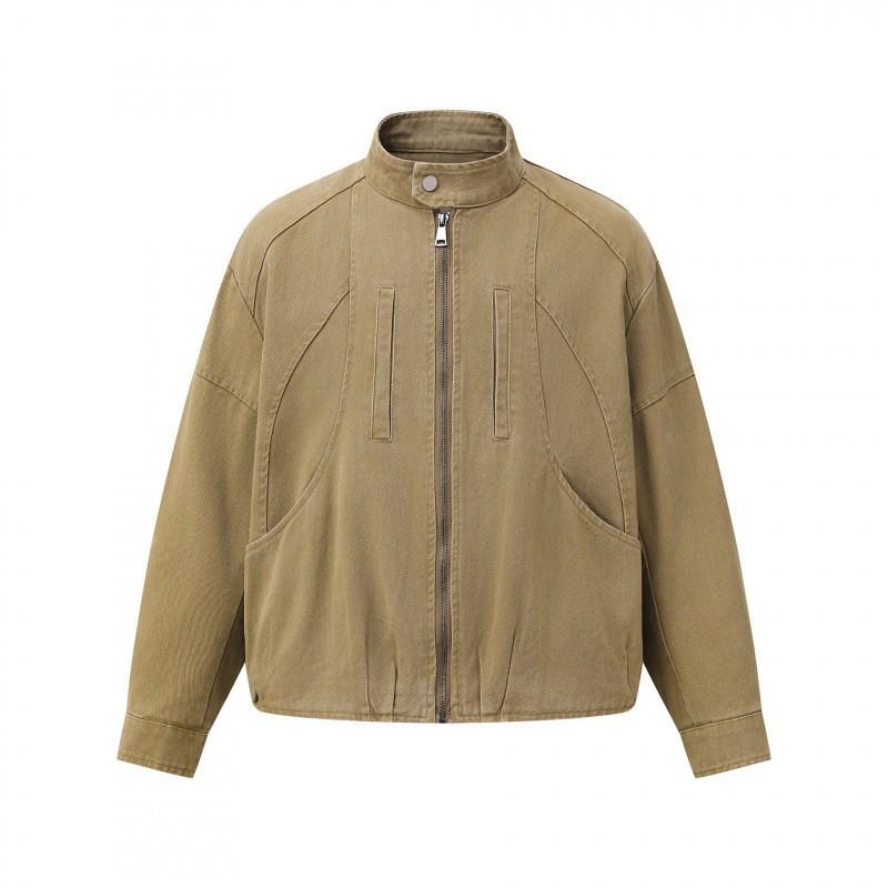 Unisex Vintage Streetwear Cotton Jacket Casual Oversized Zip-Up Outerwear