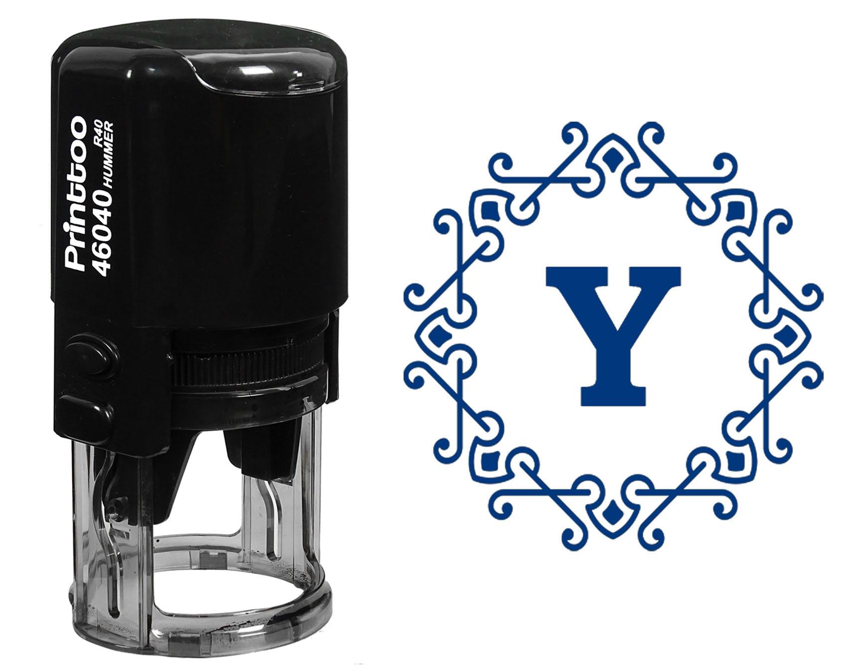 

Printtoo Монограма з літерою Y, Ініціал, Восьмикутна кельтська рамка з завитками, R-40 Автоматичний гумовий штамп для офісу 30 mm Diameter (Approx) синій