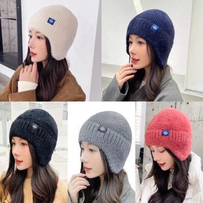 Fashion Warm Windproof Earflap Winter Hat Knitted Soft Material Beanies Cap Winter Knitted Beanie Winter Season
