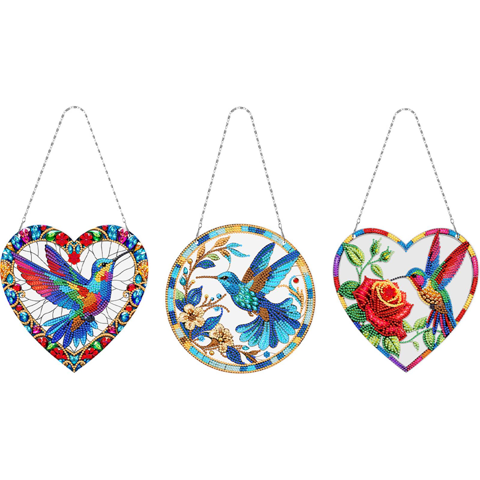 

Diamond Painting Set 3pcs 2D Flat DIY Rhinestone Diamond Art Window Pendants Diamond Art Pendant Home Wall Decoration Crafts