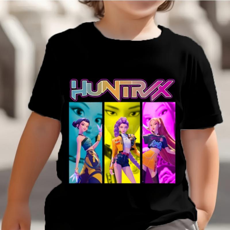 KPop Demon Hunters Kids T Shirt Huntrix Girl Saja Boys Baby Tops Toddler Tees Zoey Rumi Mira Clothes Children T-shirts Short Sleeve Wear