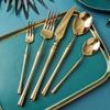 8/10/12/15/16/20/25 Pieces Gold Cutlery Set Stainless Steel Tableware Knife Fork Spoon Sliver Set Dinnerware Kitchen Accessories