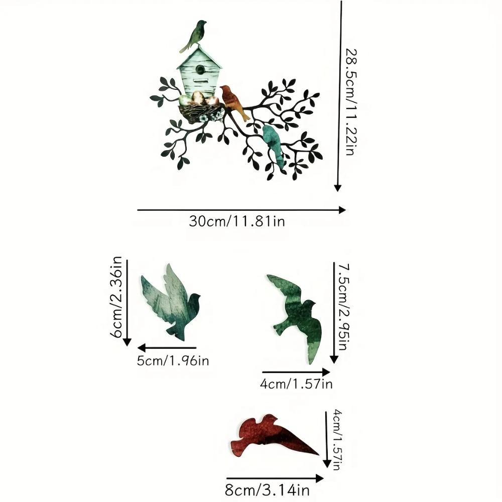 Metall Hängebaum mit Voliere - Wandkunst für den Außenbereich und Vogelanhänger-Dekoration für das Wohnzimmer, Einzigartige hängende Wandkunst