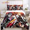 Ensemble de literie pour enfants style dessin animé japonais Demon Slayer Ensemble de couette taille de lit confortable cadeau fille garçon enfant