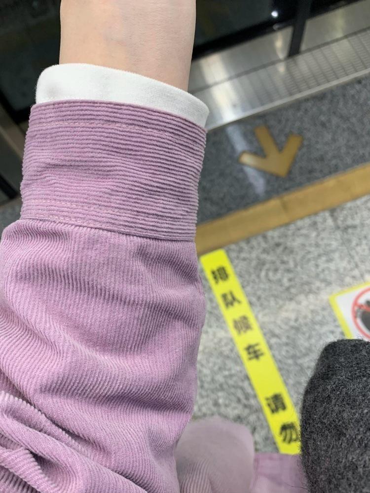 Women's Retro Purple Corduroy Shirt: Loose Fit, Korean Style, Ideal for Spring, Autumn, and Winter Layering
