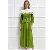 Miyake Pleated Lace-Panel Midi Dress Summer for Women 3/4 Sleeve Casual 3D Flower Appliques Print Vacation Midi Sundresss