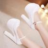 Catwalk 15cm Small Size 32-43 White Silver Wedding Shoes Women Platform Pumps 2025 Block High Heels Shoes Model Party Dress Shoe