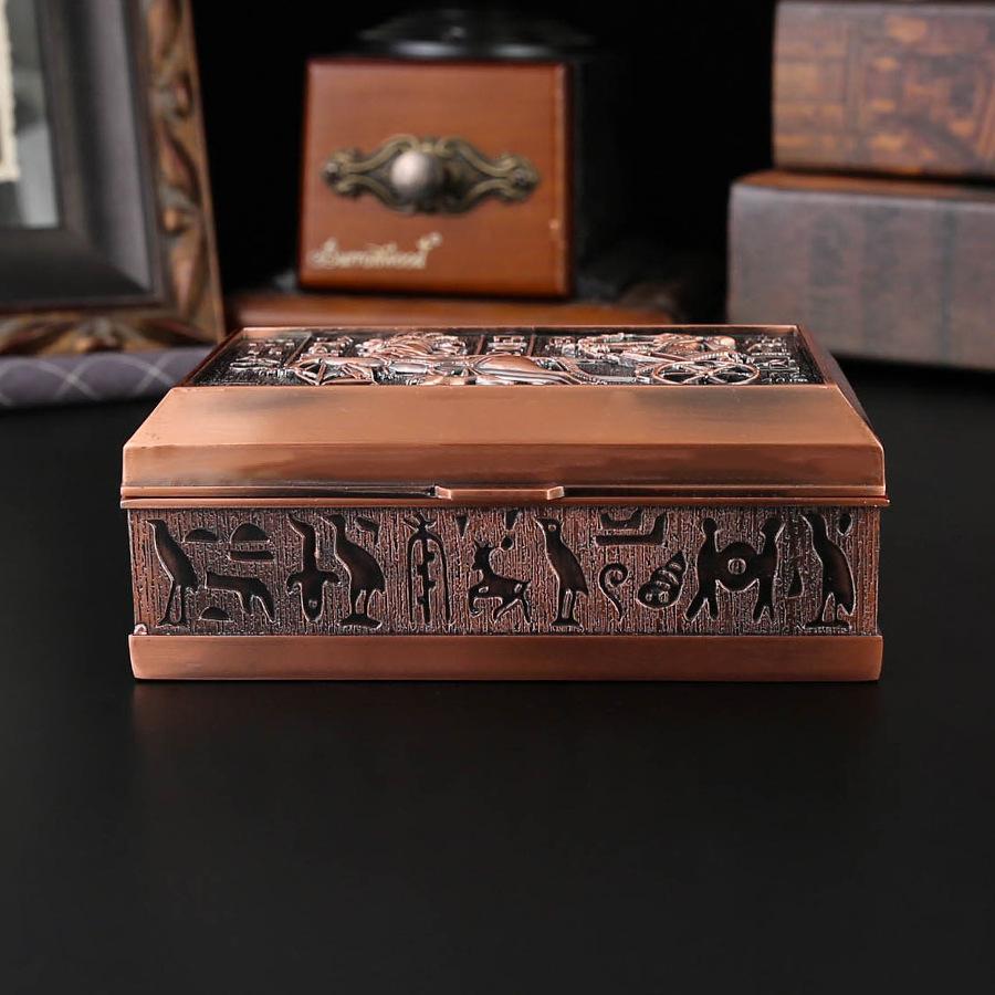 Egyptian square retro jewelry box necklace ring stud earrings storage anti-gray flip storage box household ornament storage