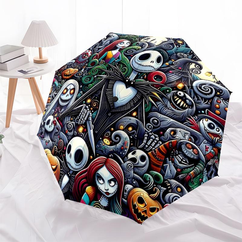 1pc Nightmare Before Christmas 8-Rib Automatic Folding Umbrella, Portable & Foldable, All-Season Portable Umbrella for Women & Men y250726008