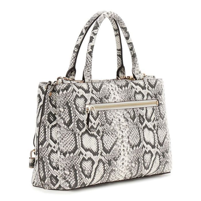 GUESS Sac à main blanc gris clair pour femme - Bianca Girlfriend Satchel Natural 345380