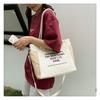 Women Canvas Tote Bag Large Capacity Shoulder Crossbody Bag Casual Letter Print Handbag Rope Handle Shopping Travel Tote