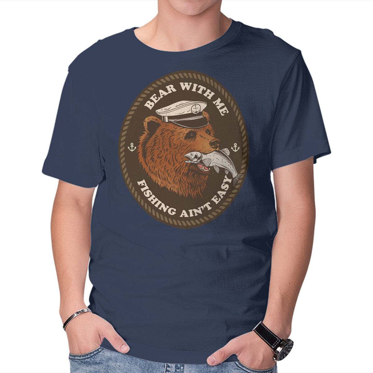 Unisex Crew Neck T-Shirt Bear With Me Graphic Short Sleeve Casual Tee S