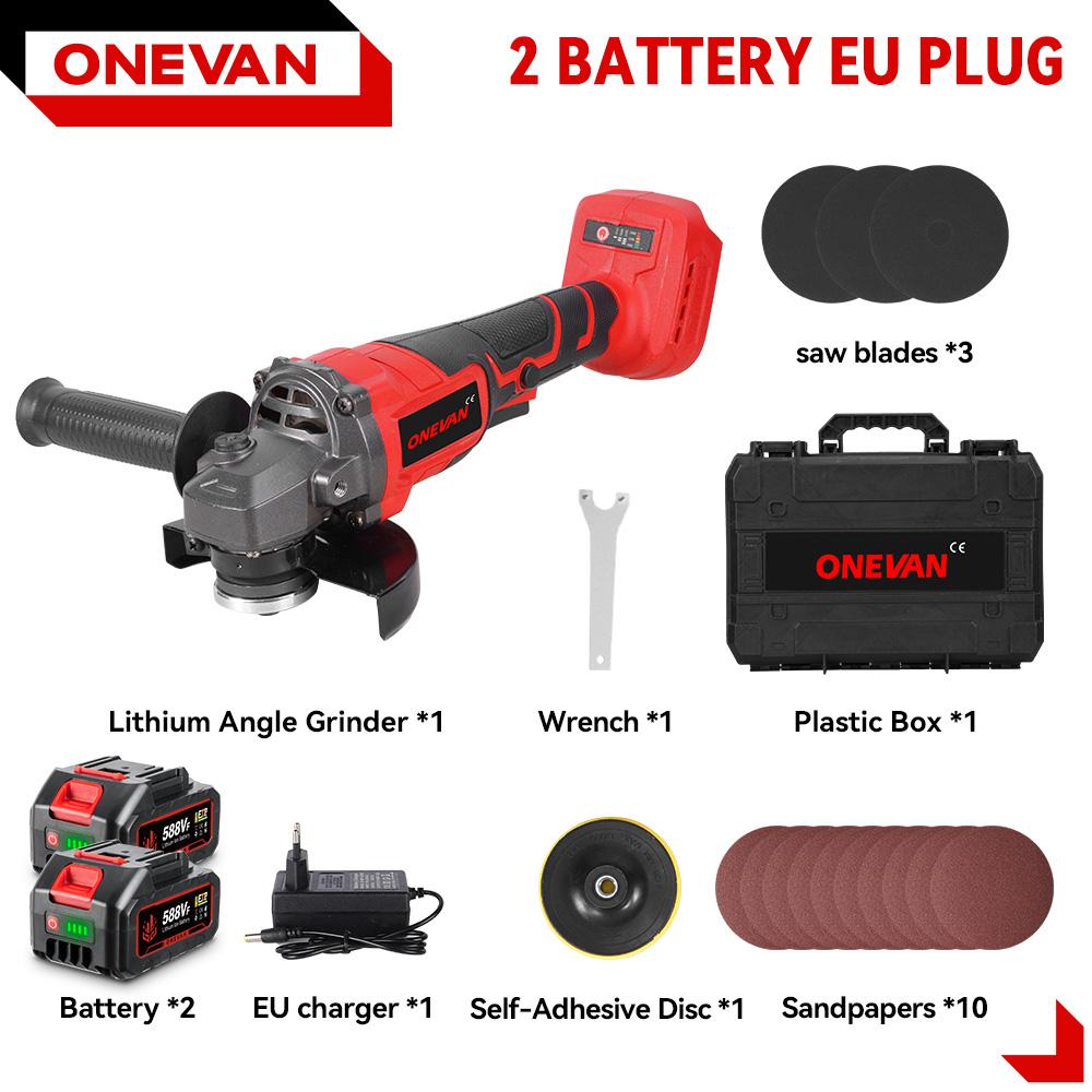 ONEVAN 125MM Brushless Electric Angle Grinder 2in1 Polishing  M14 Cutter Metal Wood Power Tool For Makita 18V Battery Pin