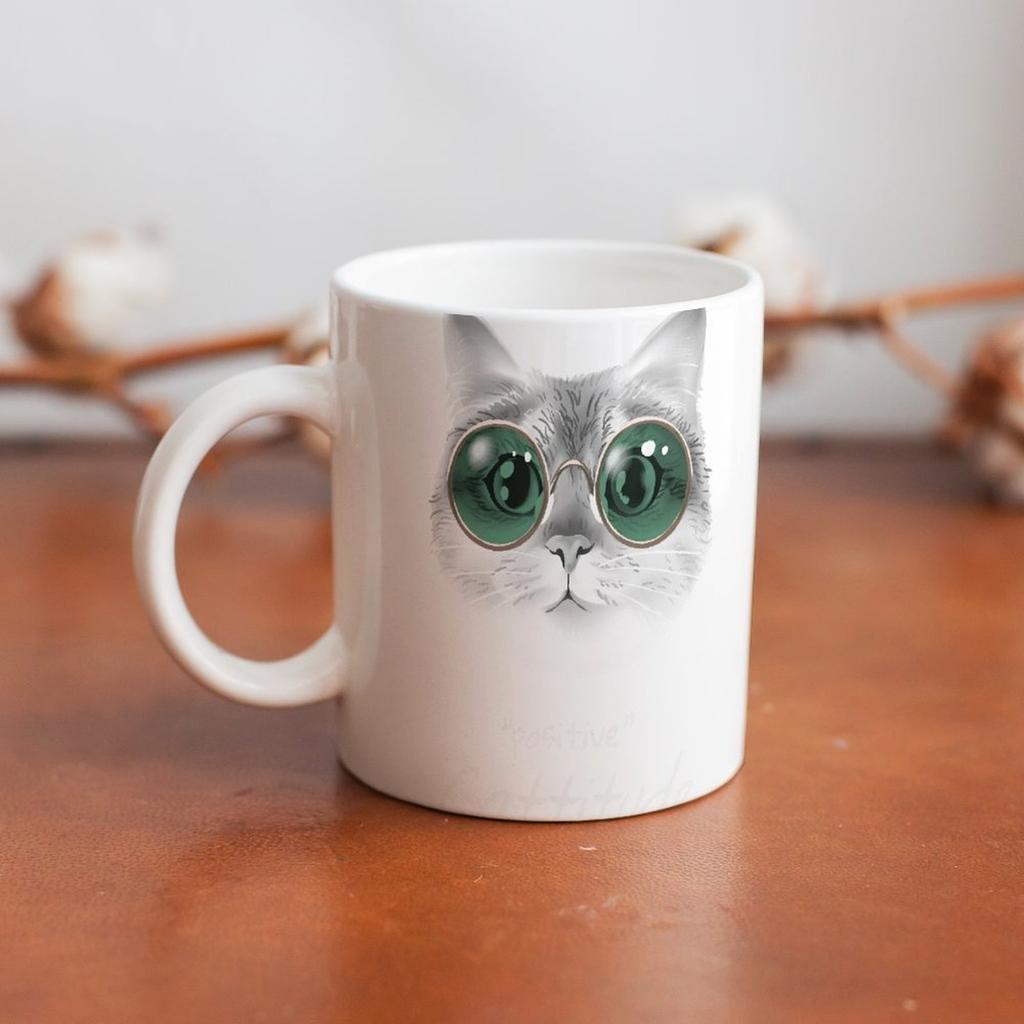 1 Förpackning 11oz Vit Keramisk Mugg Dubbelsidig Tryckt Detalj Stark Kaffekopp Idealisk För Hemmet Kontoret Daglig Uppfriskning