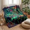 Neon Dino Skateboard Adventure Theme Blanket Lightweight Warm Flannel Blanket Decorative Throw Blanket for Home Decoration