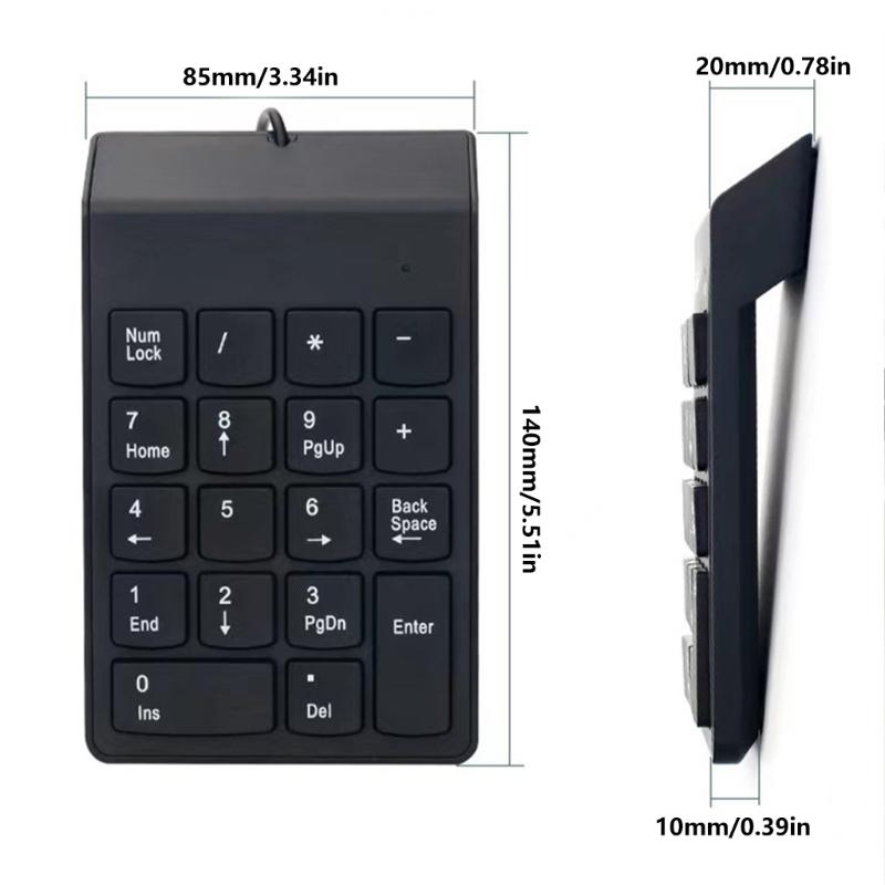 USB Corded Keyboard Numeric Keypad For Fast Accurate Typing For Laptop PC Desktop Notebook for Programmers And Gamers