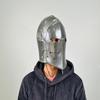 Grey Barbuta Helmet Medieval Knight Armor 18g Mild Steel LARP Cosplay Halloween Costume Barbuta Visored Warrior Helmet